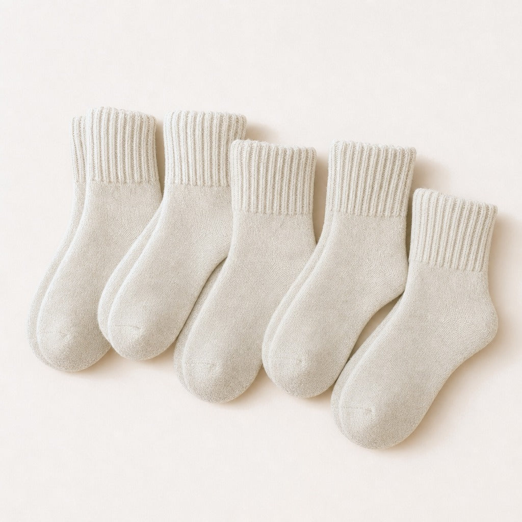 Cream Sweater Socks - The Coziest Slouchy Boot Socks (5 Pairs)